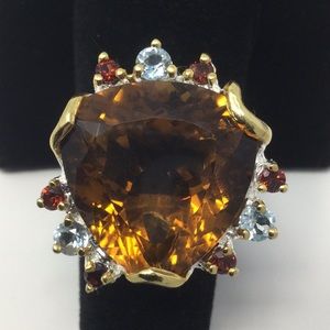 Genuine Golden Cognac Quartz Ring ⭐️Watch The Video⭐️